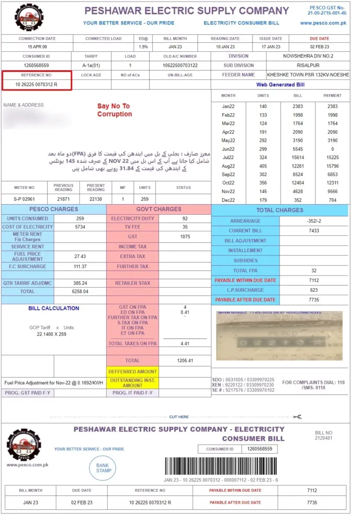 PESCO Full Bill Picture
